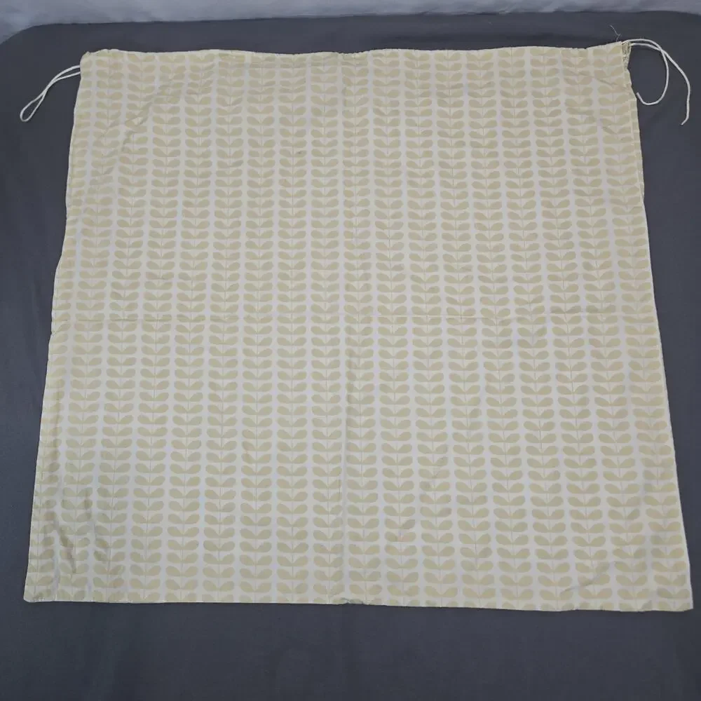 Orla Kiely Stem Print Cotton Drawstring Dust Bag Cream Yellow Large 22x23